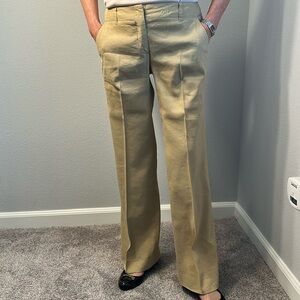 Theory khaki color linen blend, womens pants, size 0